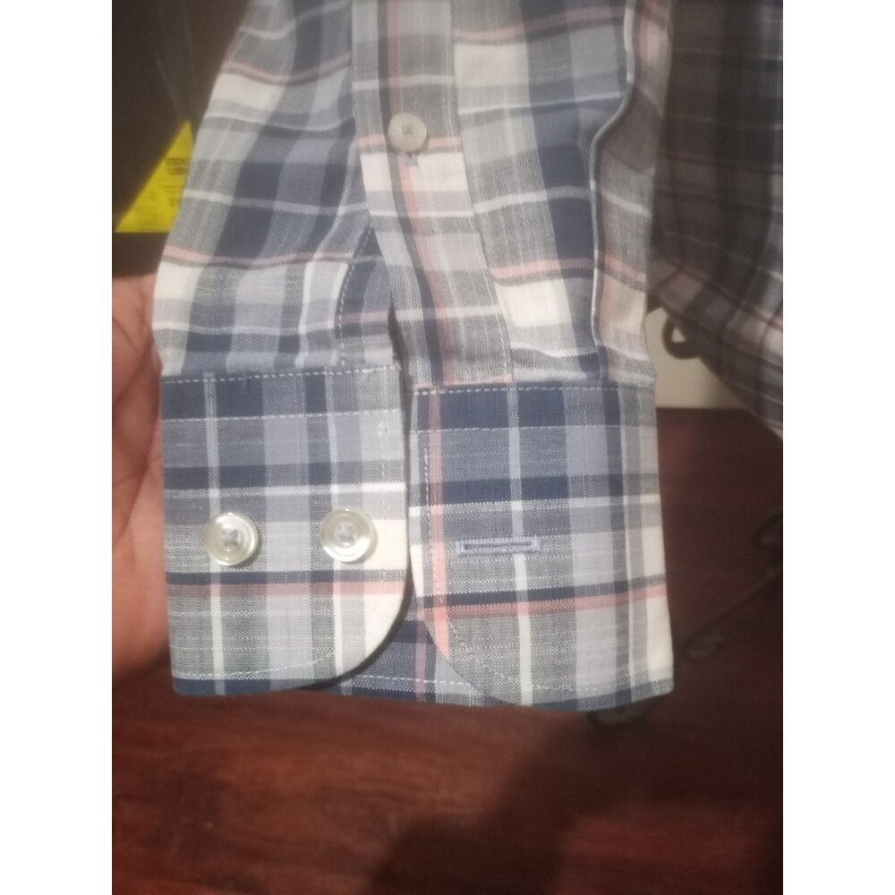 UNTUCKit Terrantez WF Mens M Slim Fit Blue White Plaid Long Sleeve Button Shirt - Picture 5 of 11